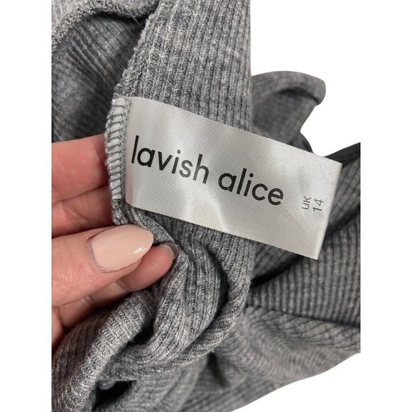 Lavish Alice Lounge Ribbed Knit Grey Flare Pants-sz 10 - Picture 8 of 12